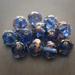 Perles verre transparentes bleues 10~14mm X6 Perles artisanales