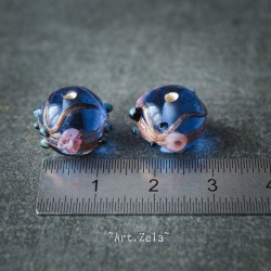 Perles verre transparentes bleues 10~14mm X6 Perles artisanales