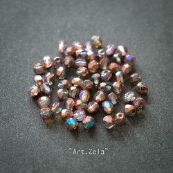 Facettes brillantes cuivre rose AB 4mm X40 Perles verre tchèque