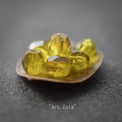 Facettes ambre jaune 4mm X50 Perle verre tchèque chromé