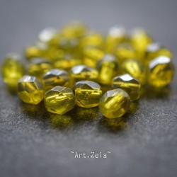 Facettes ambre jaune 4mm X50 Perle verre tchèque chromé