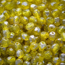 Facettes ambre jaune 4mm X50 Perle verre tchèque chromé