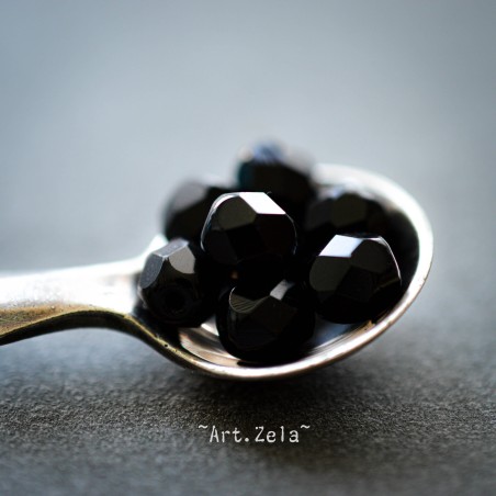 Facettes noir 6mm X20 Perles verre tchèque opaque