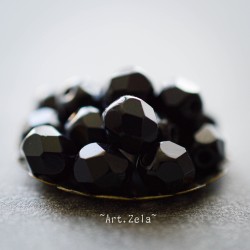 Facettes noir 6mm X20 Perles verre tchèque opaque