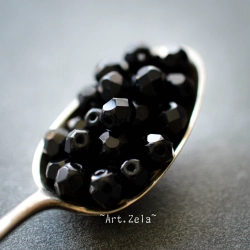 Facettes noir 6mm X20 Perles verre tchèque opaque
