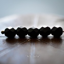 Facettes noir 6mm X20 Perles verre tchèque opaque