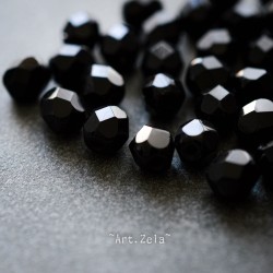 Facettes noir 6mm X20 Perles verre tchèque opaque