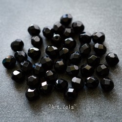 Facettes noir 6mm X20 Perles verre tchèque opaque