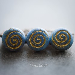 Nautilus bleu bronze 14mm X2 Perles verre tchèque dépoli