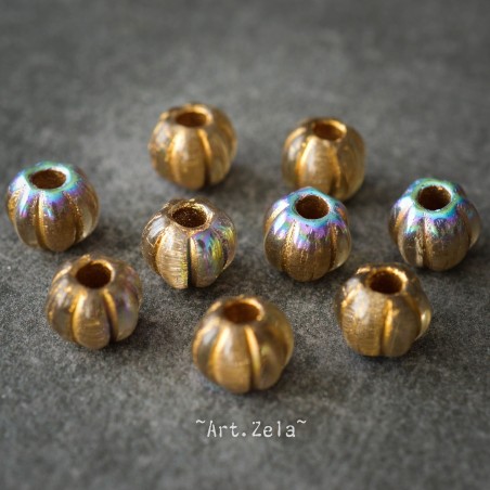 Melons bronze irisé 6mm X15 Perles verre tchèque