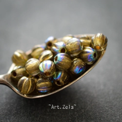 Melons bronze irisé 6mm X15 Perles verre tchèque