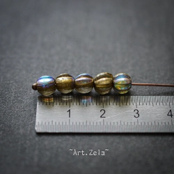 Melons bronze irisé 6mm X15 Perles verre tchèque