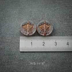 Fleurs lotus bronze cuivre 14mm X4 Perles verre tchèque mat