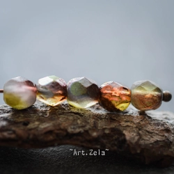 Facettes mix prune vert 6mm X20 Perles verre tchèque