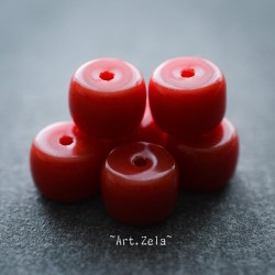 Rondelles verre rouge coquelicot 8x6mm X10 Perles artisanales indonésiennes