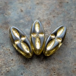 Fleurs gris fumé bronze 20mm X4 Perles verre tchèque