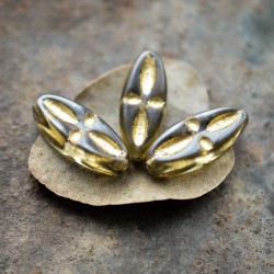 Fleurs gris fumé bronze 20mm X4 Perles verre tchèque