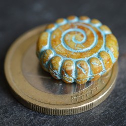 Spirale turquoise ocre 16mm X2 Perles verre tchèque Picasso