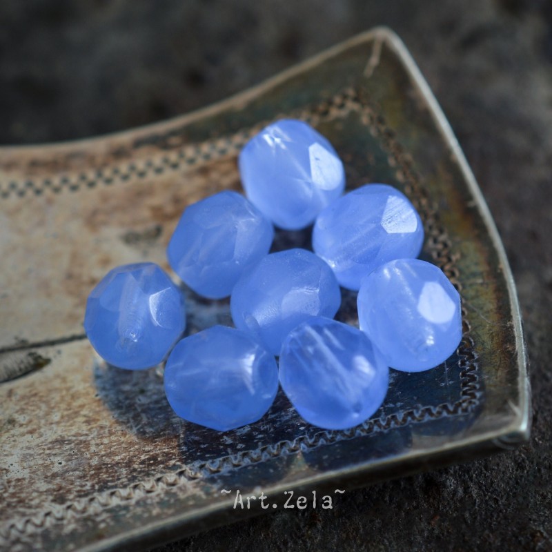 Facettes bleuet opalescent 6mm X20 Perles verre tchèque