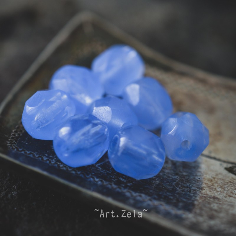 Facettes bleuet opalescent 6mm X20 Perles verre tchèque