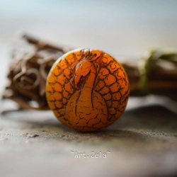 Paon orangé bronze 18mm X2 Perle verre tchèque