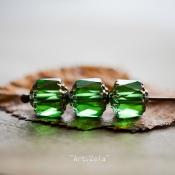 Cathédrales vert émeraude 8mm X8 Perles verre tchèque transparent