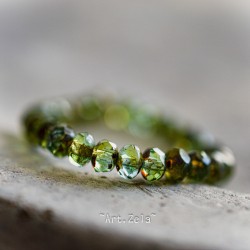 Mini rondelles vert bleu Picasso 5x3mm X30 Perles Verre Tchèque