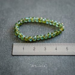 Mini rondelles vert bleu Picasso 5x3mm X30 Perles Verre Tchèque