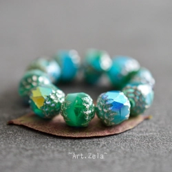 Cathédrales mix turquoise AB 8mm X6 Perles verre tchèque