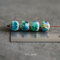 Cathédrales mix turquoise AB 8mm X6 Perles verre tchèque