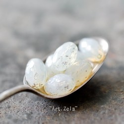 Olives facettes blanc doré 12mm X6 Perles verre tchèque opalescent