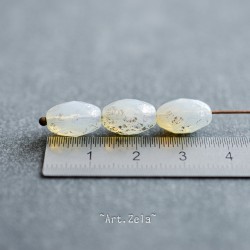 Olives facettes blanc doré 12mm X6 Perles verre tchèque opalescent