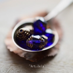 Perles baroques bleu nuit bronze 10mm X10 Perles verre tchèque