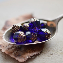 Perles baroques bleu nuit bronze 10mm X10 Perles verre tchèque