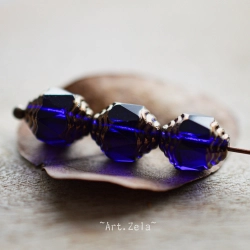 Perles baroques bleu nuit bronze 10mm X10 Perles verre tchèque