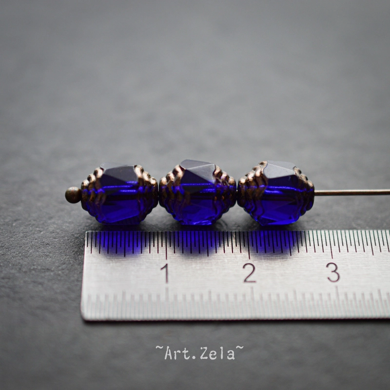 Perles baroques bleu nuit bronze 10mm X10 Perles verre tchèque