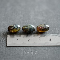 Olives ambre Picasso 12mm X4 Perles verre tchèque premium