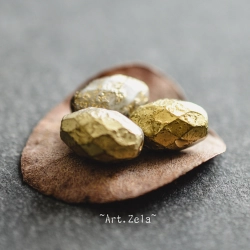 Olives facettées gris doré 12mm X6 Perles verre tchèque texturé