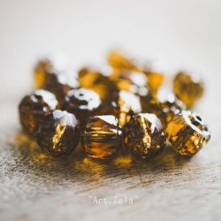 Cathédrales ambre jaune 6mm X10 Perles verre tchèque facetté
