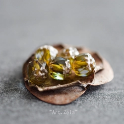 Perles cathédrales jaune bleu 6mm X10 Perles verre tchèque