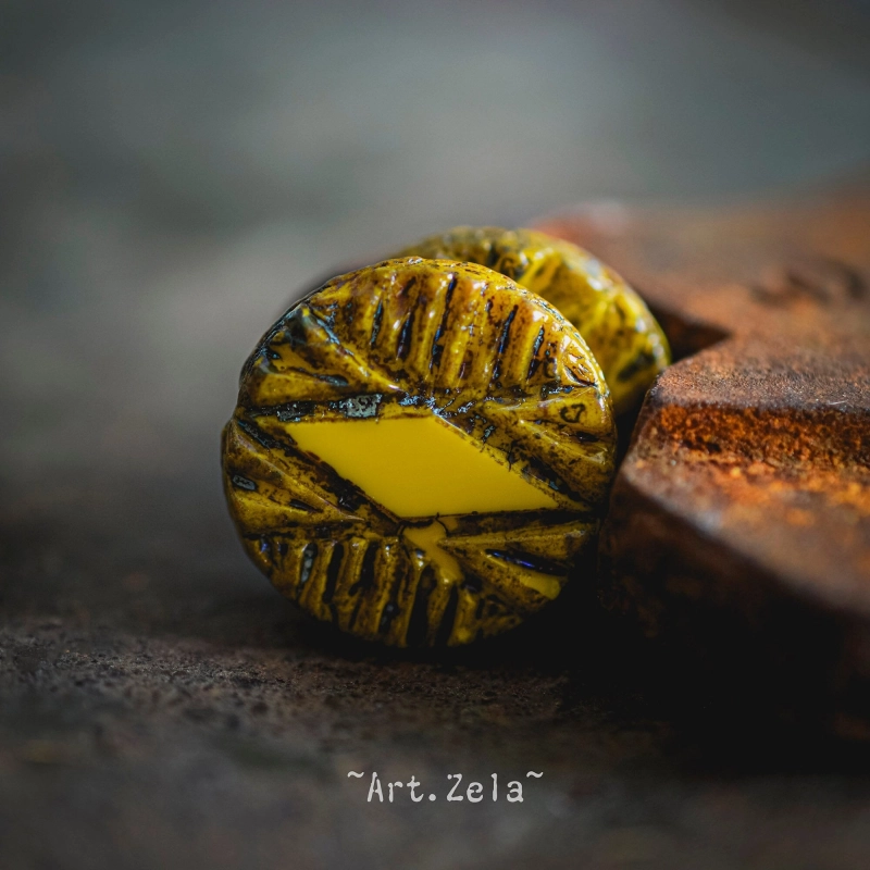 Perles rhombus jaune 17mm X1 Perle verre tchèque opaque