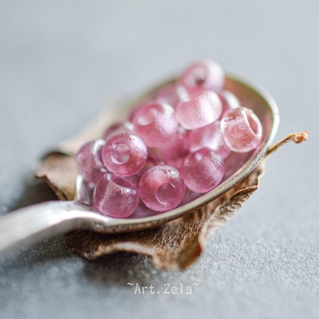 Rocaille rose lilas doré 6/0 (~4mm)  X86 Perles verre tchèque