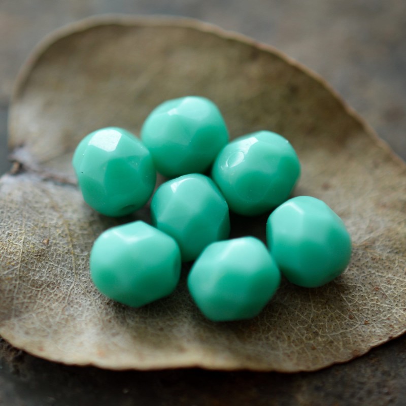 Perles facettes turquoises 6mm X20 Perles verre tchèque opaque