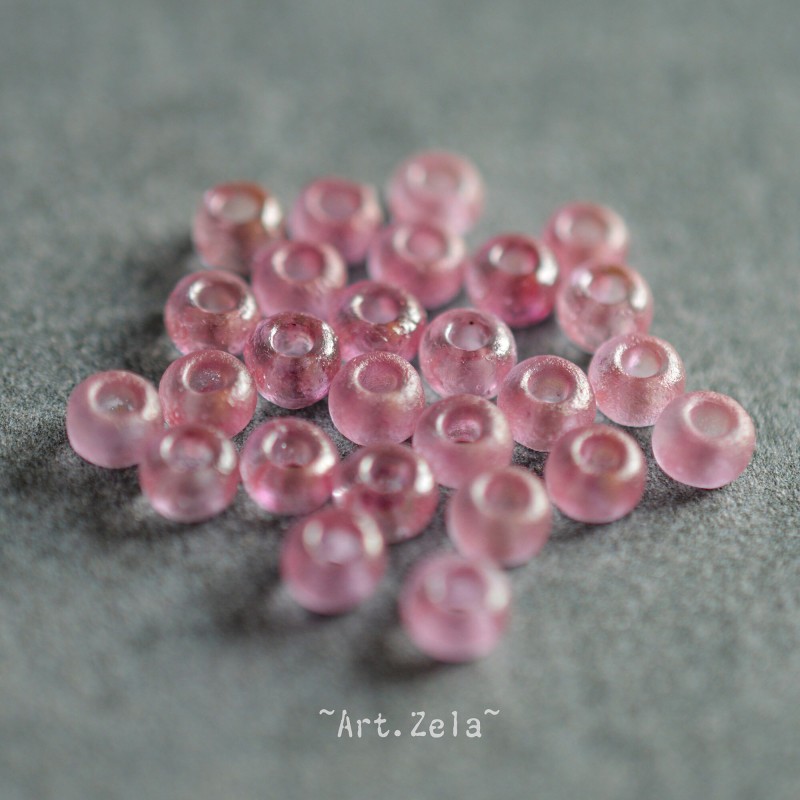 Rocaille rose lilas doré 6/0 (~4mm)  X100 Perles verre tchèque