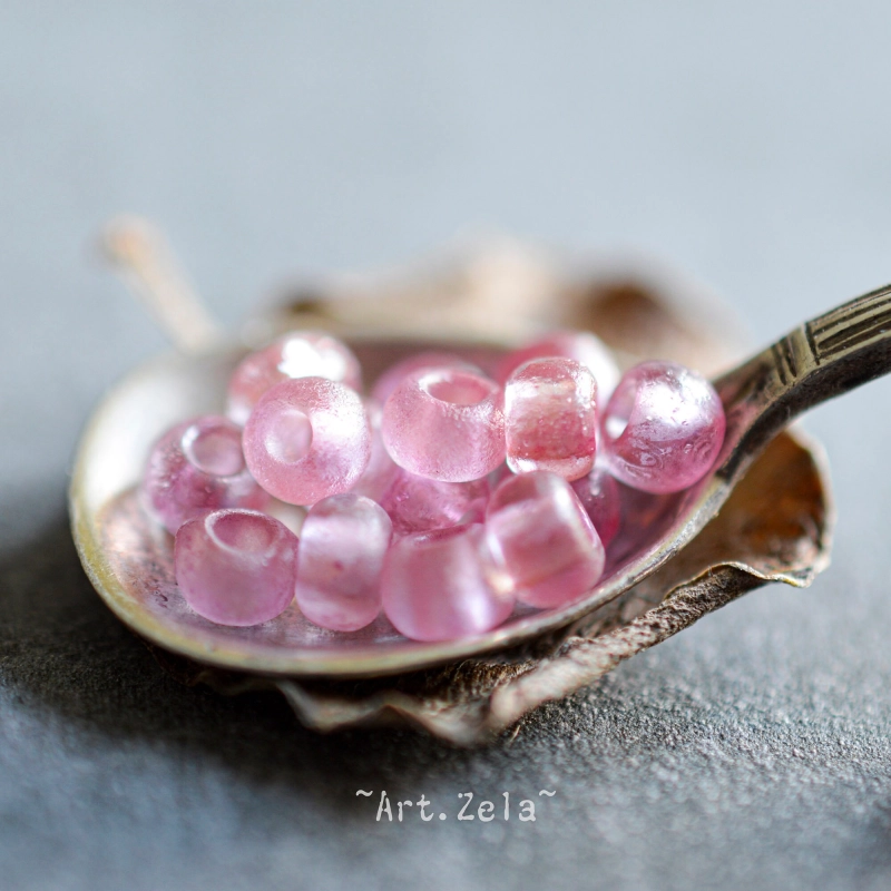 Rocaille rose lilas doré 6/0 (~4mm)  X86 Perles verre tchèque