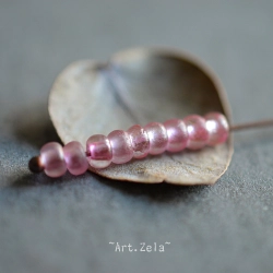 Rocaille rose lilas doré 6/0 (~4mm)  X86 Perles verre tchèque