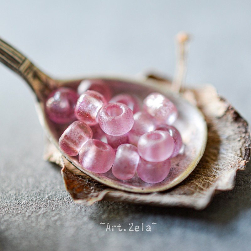 Rocaille rose lilas doré 6/0 (~4mm)  X100 Perles verre tchèque