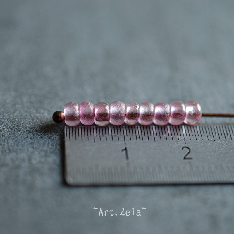 Rocaille rose lilas doré 6/0 (~4mm)  X100 Perles verre tchèque