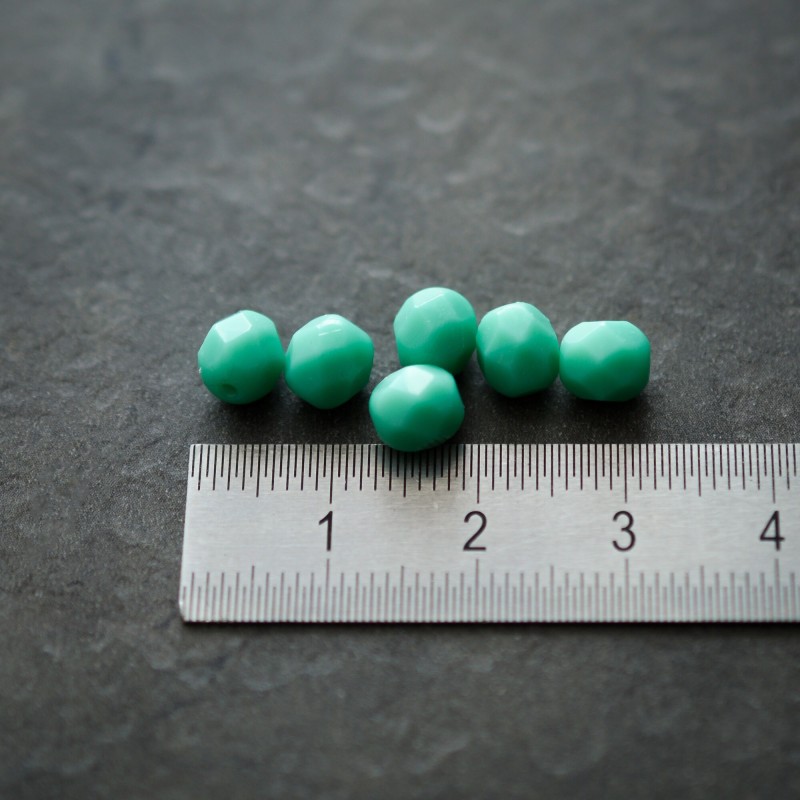 Perles facettes turquoises 6mm X20 Perles verre tchèque opaque