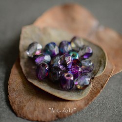 Facettes mélange violet 4mm X50 Perles verre tchèque effet vitrail